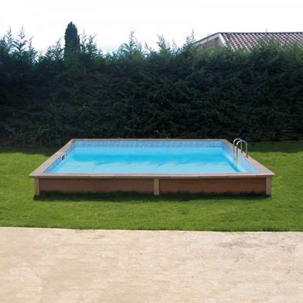 Piscina Seminterrata effetto legno in pietra ricostruita quadrata NATURALIS 3,24 x 3,24