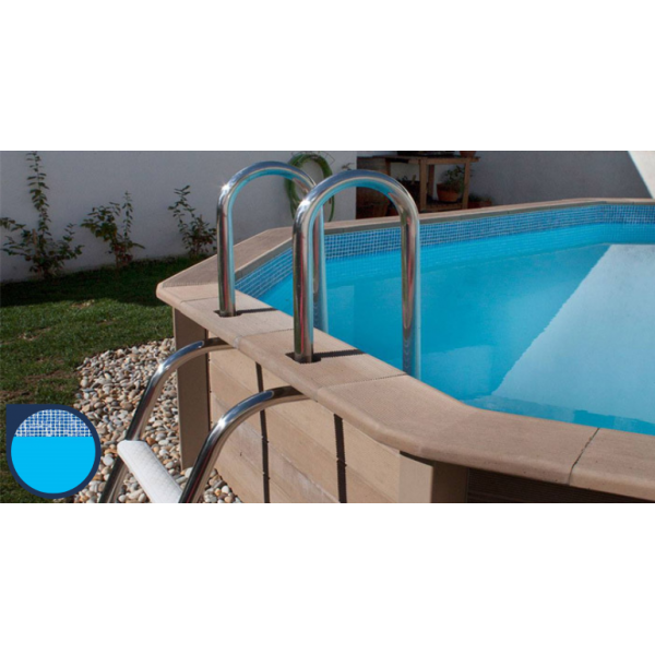 Liner standard Piscina Seminterrata effetto legno in pietra ricostruita decagonale NATURALIS Ø 4,93