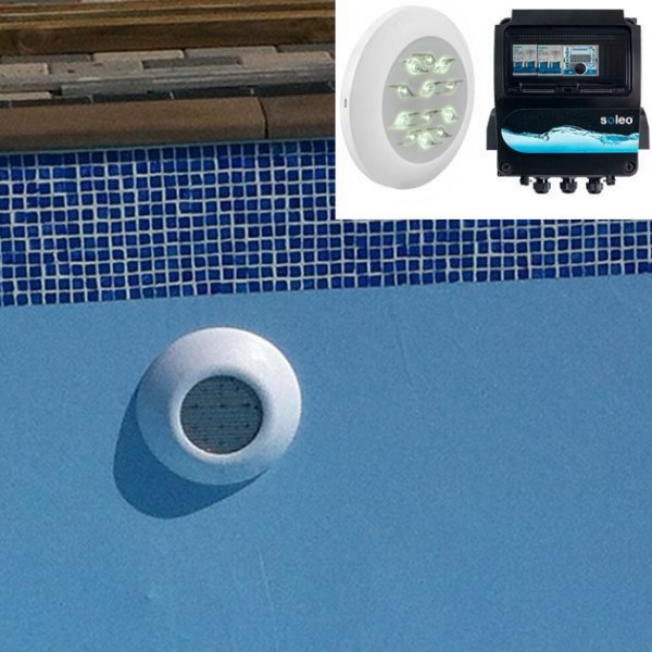 Piscina Seminterrata LED BIANCHI  effetto legno in pietra ricostruita decagonale NATURALIS Ø 4,93