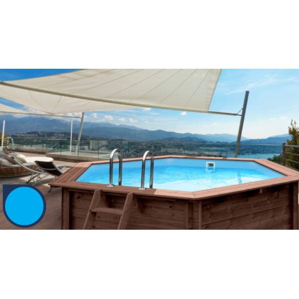 Liner azzurro Piscina fuori terra in legno ottagonale BALI