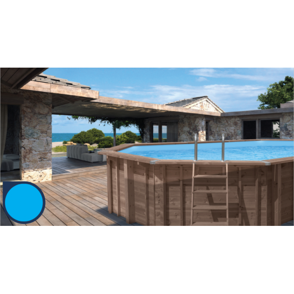 Liner Blu Piscina fuori terra in legno ottagonale allungata BALI